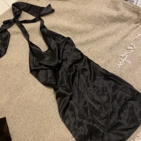 Silky Satin Halter Short Mini Dress - Picture 3 of 8